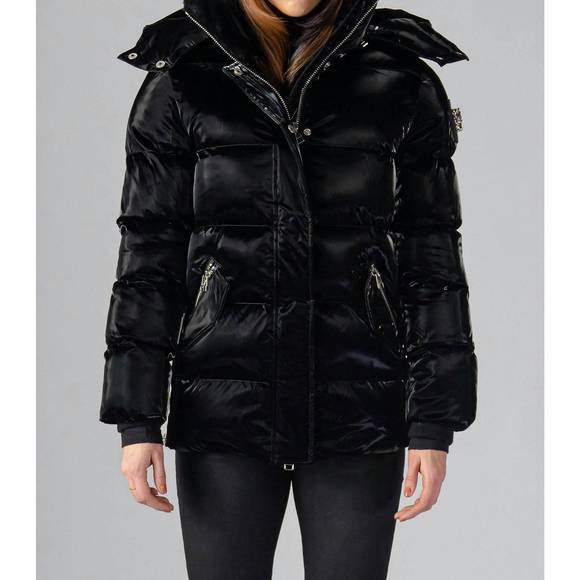 NEW WOODPECKER bumnester puffer coat in all wet black